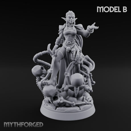 Tentacle Trailing Hand Raising Tiefling Necromancer B Miniature for Dungeons and Dragons, Pathfinder or other TTRPGs