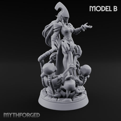 Tentacle Trailing Hand Raising Tiefling Necromancer B Miniature for Dungeons and Dragons, Pathfinder or other TTRPGs