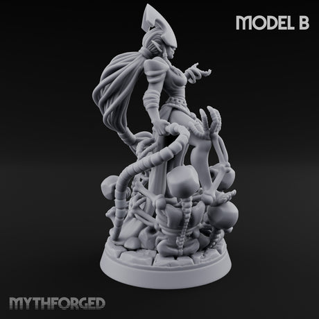 Tentacle Trailing Hand Raising Tiefling Necromancer B Miniature for Dungeons and Dragons, Pathfinder or other TTRPGs