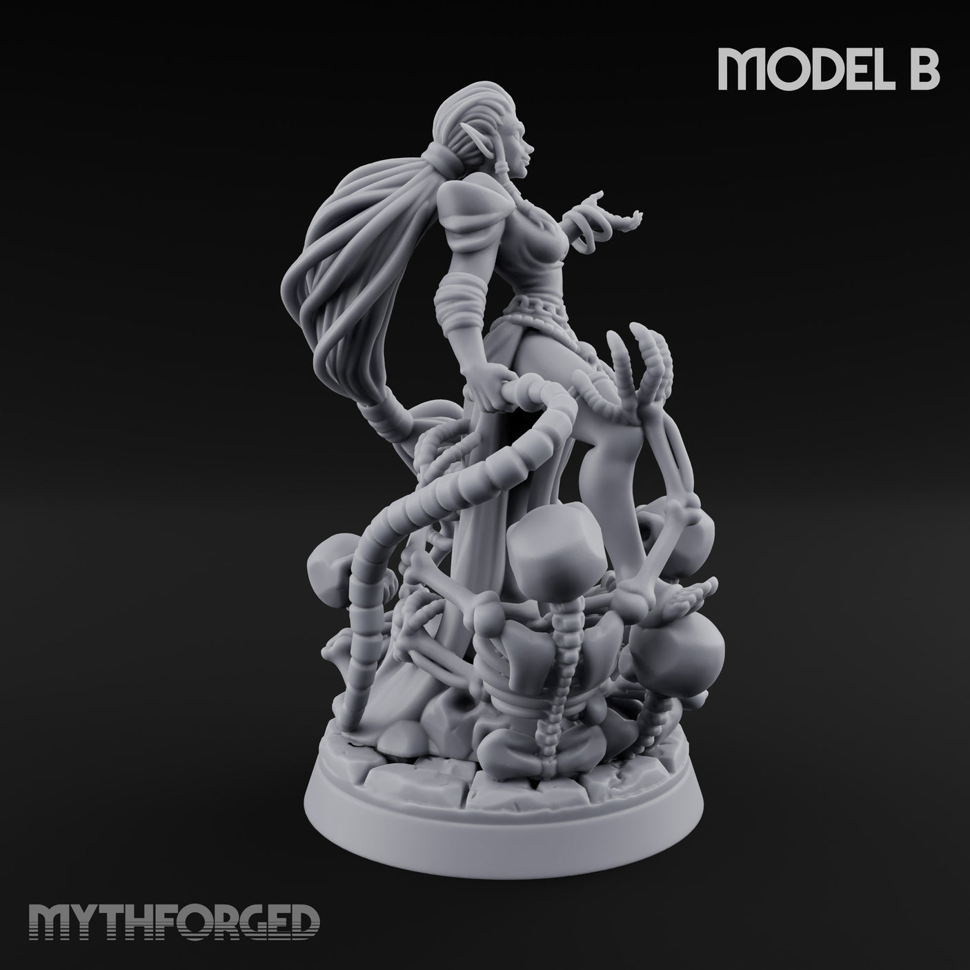 Tentacle Trailing Hand Raising Tiefling Necromancer B Miniature for Dungeons and Dragons, Pathfinder or other TTRPGs