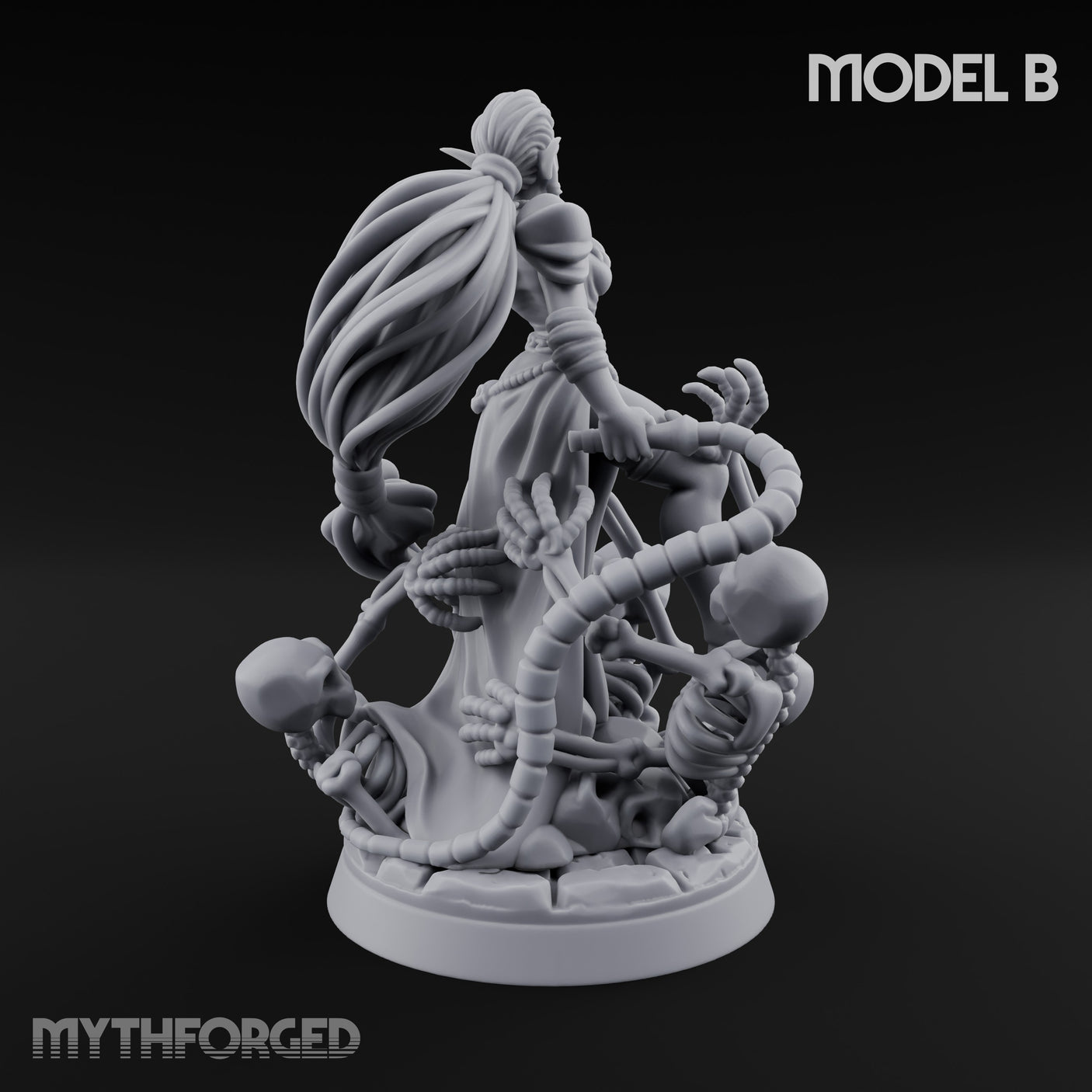 Tentacle Trailing Hand Raising Tiefling Necromancer B Miniature for Dungeons and Dragons, Pathfinder or other TTRPGs