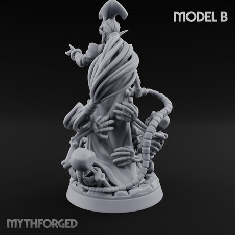 Tentacle Trailing Hand Raising Tiefling Necromancer B Miniature for Dungeons and Dragons, Pathfinder or other TTRPGs