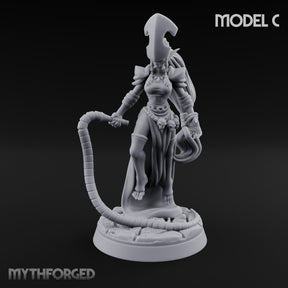 Tentacle Trailing Hand Raising Tiefling Necromancer C Miniature for Dungeons and Dragons, Pathfinder or other TTRPGs