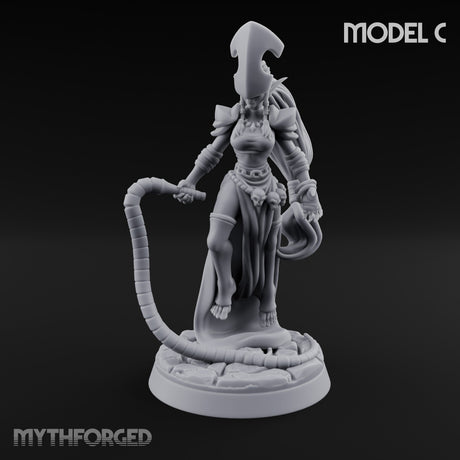 Tentacle Trailing Hand Raising Tiefling Necromancer C Miniature for Dungeons and Dragons, Pathfinder or other TTRPGs