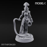 Tentacle Trailing Hand Raising Tiefling Necromancer C Miniature for Dungeons and Dragons, Pathfinder or other TTRPGs