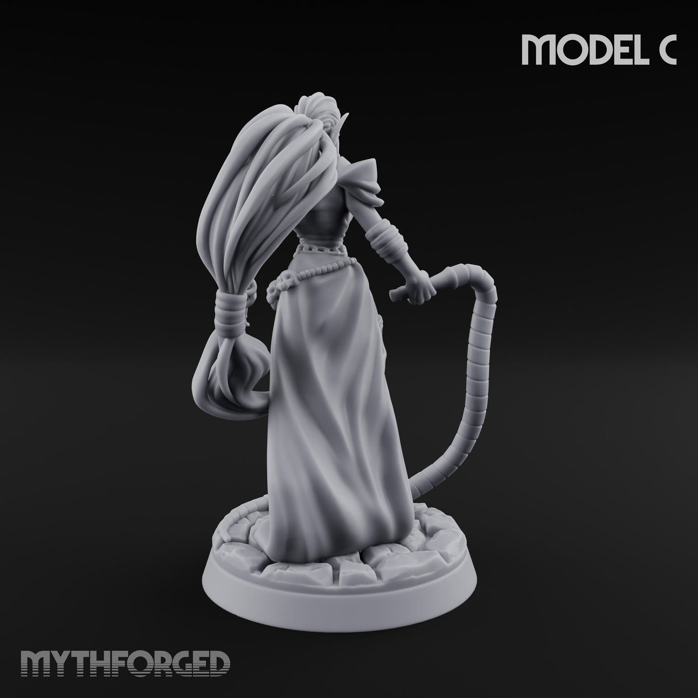 Tentacle Trailing Hand Raising Tiefling Necromancer C Miniature for Dungeons and Dragons, Pathfinder or other TTRPGs