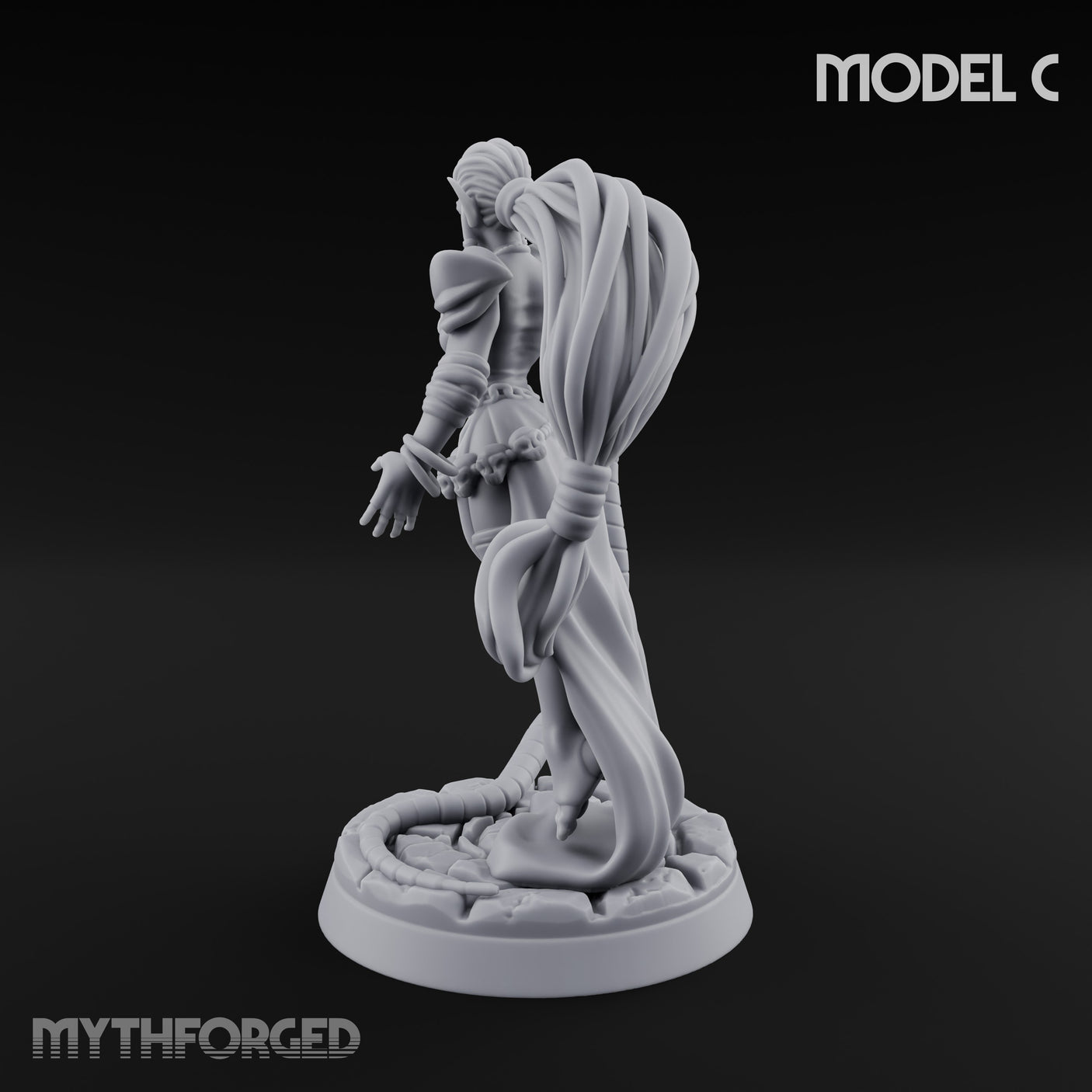 Tentacle Trailing Hand Raising Tiefling Necromancer C Miniature for Dungeons and Dragons, Pathfinder or other TTRPGs