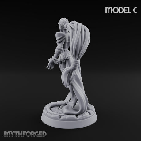 Tentacle Trailing Hand Raising Tiefling Necromancer C Miniature for Dungeons and Dragons, Pathfinder or other TTRPGs