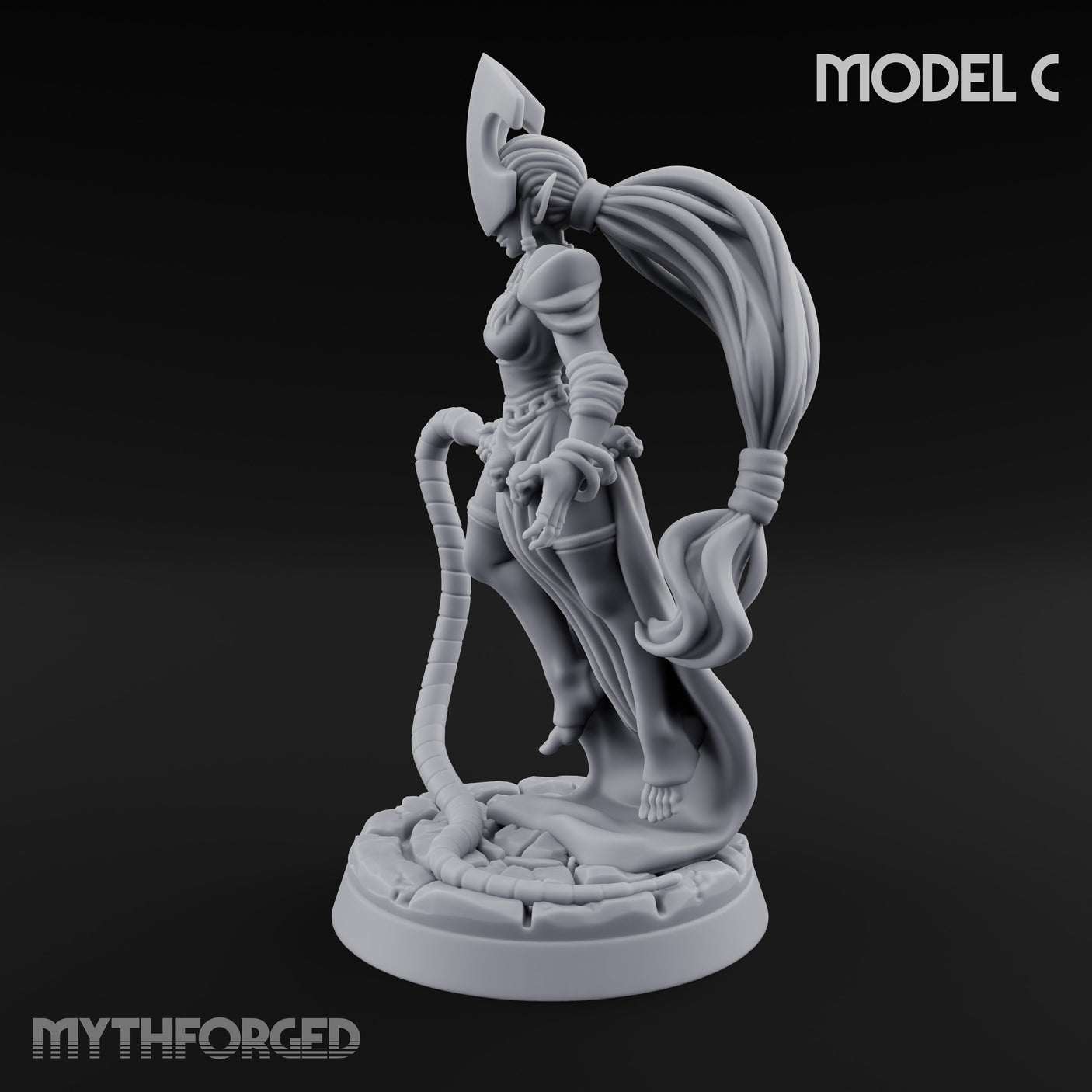 Tentacle Trailing Hand Raising Tiefling Necromancer C Miniature for Dungeons and Dragons, Pathfinder or other TTRPGs