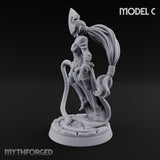 Tentacle Trailing Hand Raising Tiefling Necromancer C Miniature for Dungeons and Dragons, Pathfinder or other TTRPGs