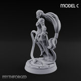 Tentacle Trailing Hand Raising Tiefling Necromancer C Miniature for Dungeons and Dragons, Pathfinder or other TTRPGs