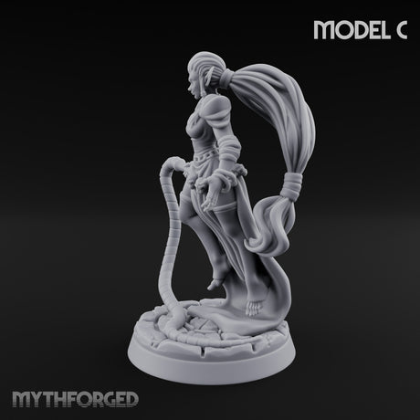 Tentacle Trailing Hand Raising Tiefling Necromancer C Miniature for Dungeons and Dragons, Pathfinder or other TTRPGs