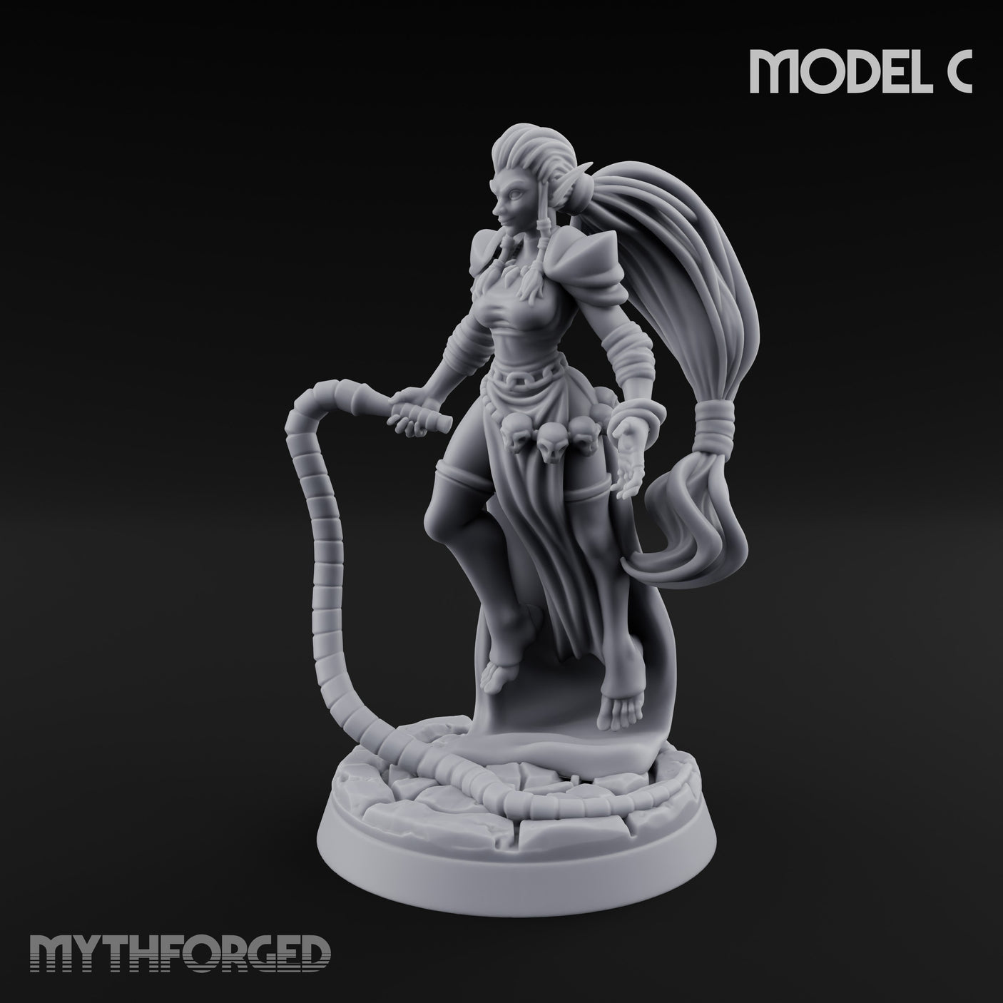 Tentacle Trailing Hand Raising Tiefling Necromancer C Miniature for Dungeons and Dragons, Pathfinder or other TTRPGs