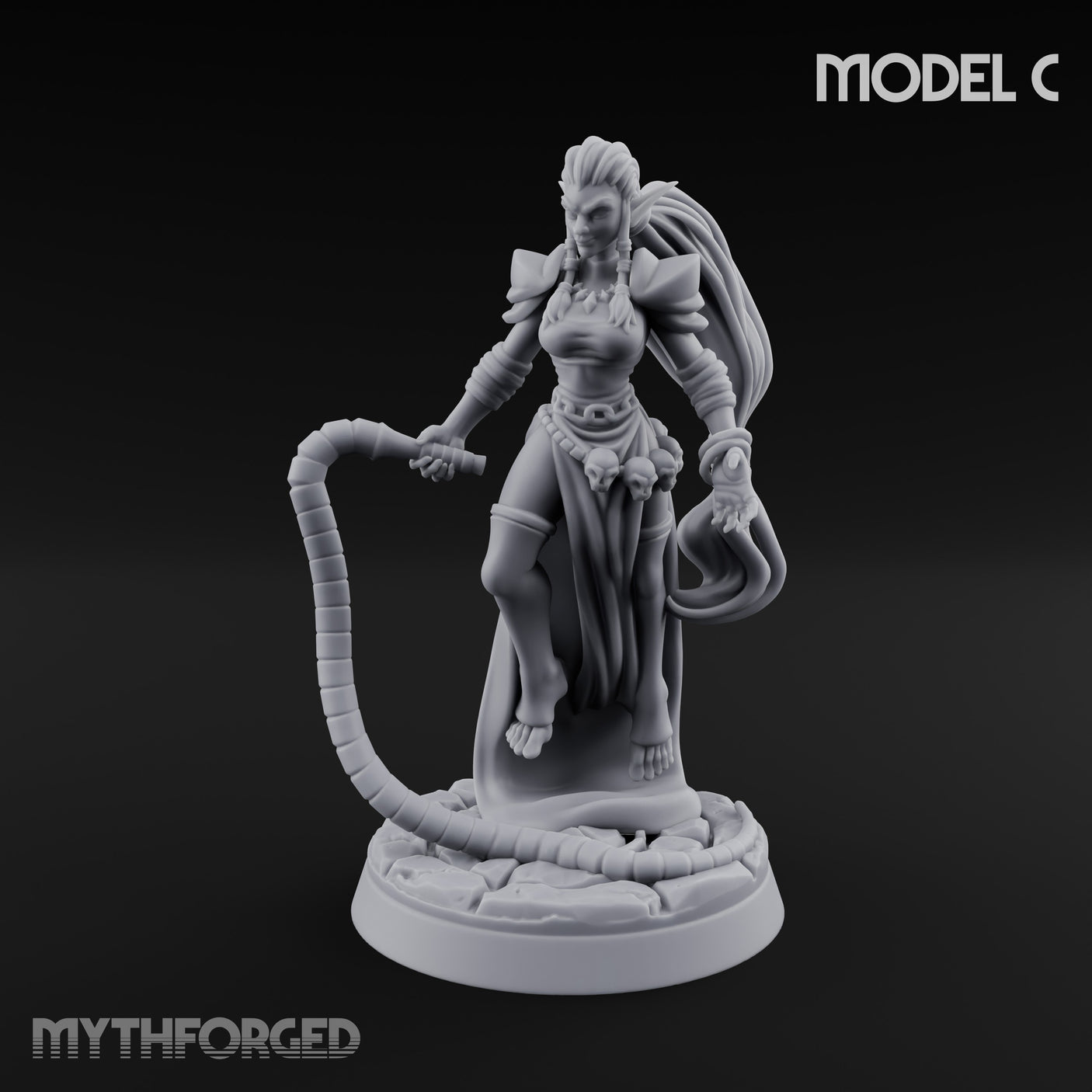 Tentacle Trailing Hand Raising Tiefling Necromancer C Miniature for Dungeons and Dragons, Pathfinder or other TTRPGs