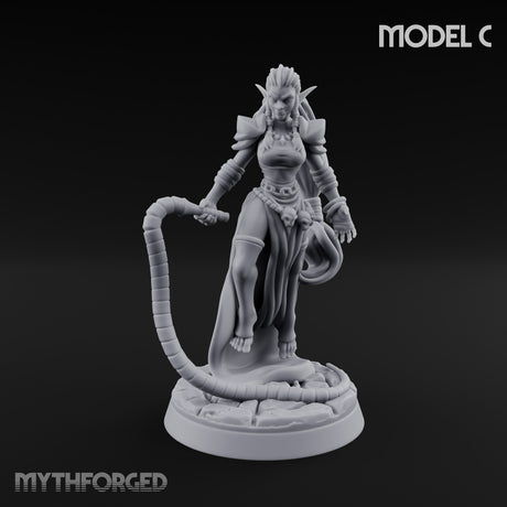 Tentacle Trailing Hand Raising Tiefling Necromancer C Miniature for Dungeons and Dragons, Pathfinder or other TTRPGs