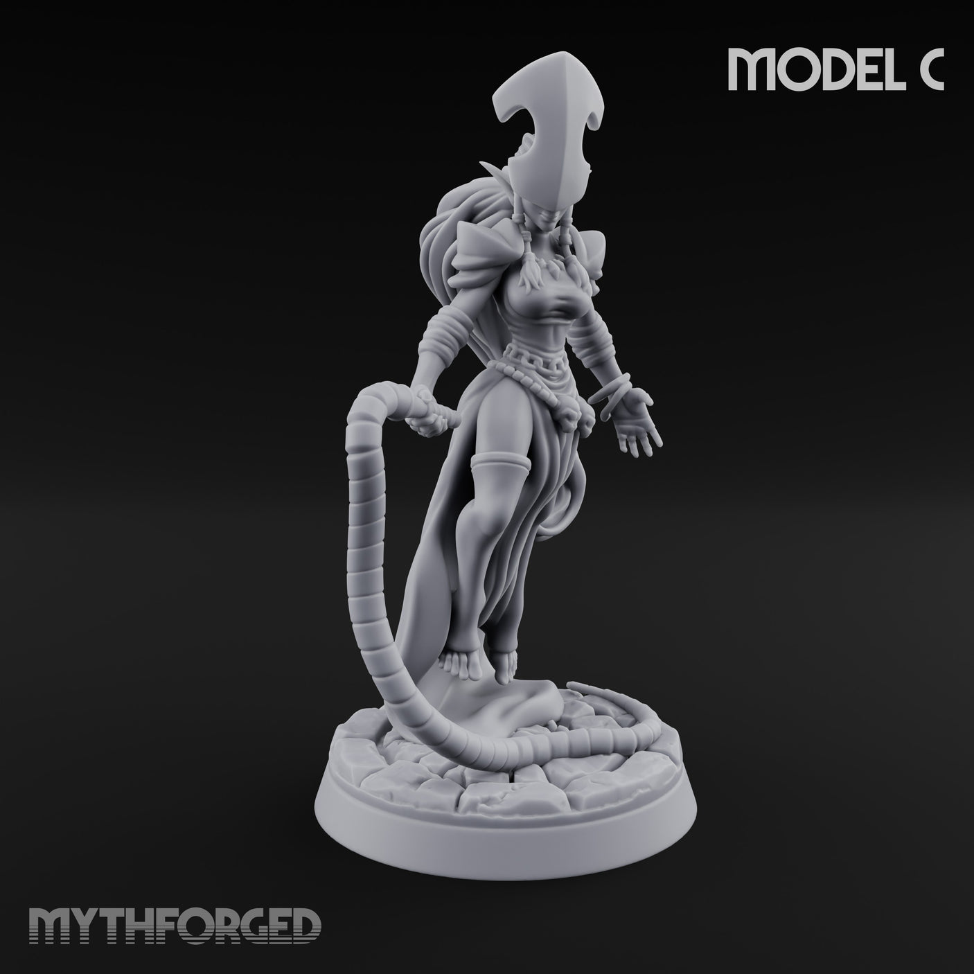 Tentacle Trailing Hand Raising Tiefling Necromancer C Miniature for Dungeons and Dragons, Pathfinder or other TTRPGs