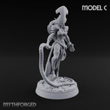 Tentacle Trailing Hand Raising Tiefling Necromancer C Miniature for Dungeons and Dragons, Pathfinder or other TTRPGs