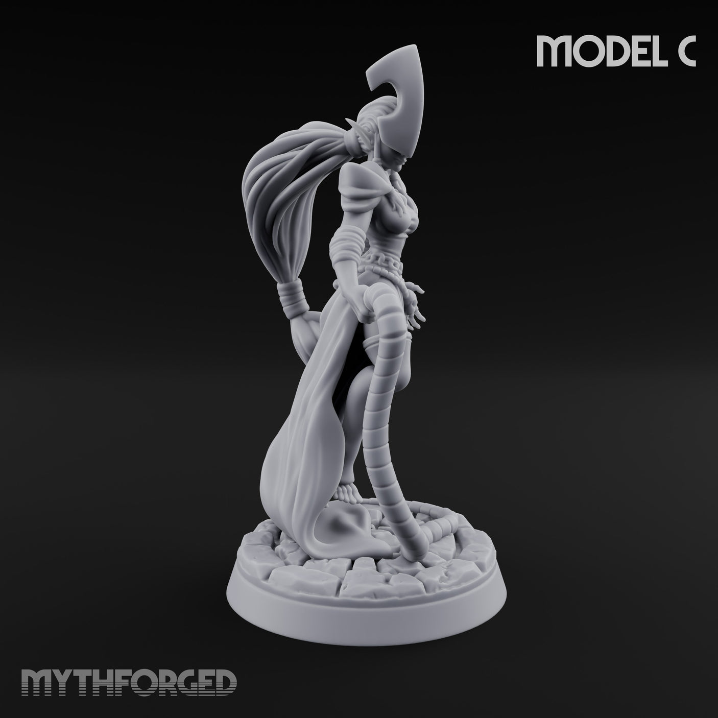 Tentacle Trailing Hand Raising Tiefling Necromancer C Miniature for Dungeons and Dragons, Pathfinder or other TTRPGs