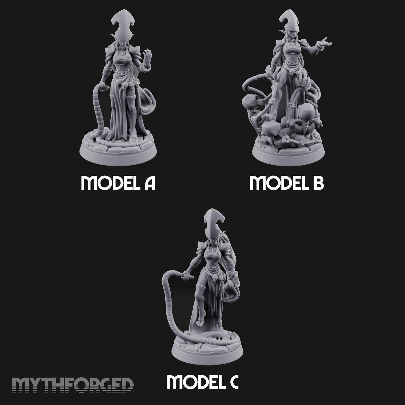 Tentacle Trailing Hand Raising Tiefling Necromancers Miniature for Dungeons and Dragons, Pathfinder or other TTRPGs