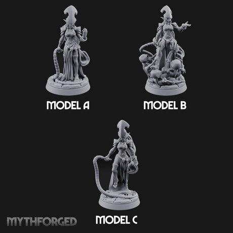 Tentacle Trailing Hand Raising Tiefling Necromancers Miniature for Dungeons and Dragons, Pathfinder or other TTRPGs