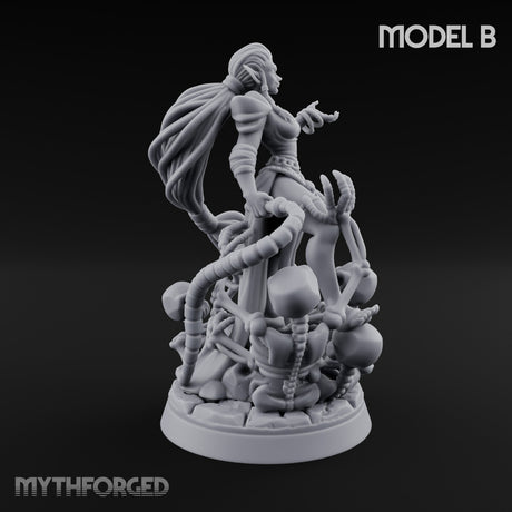 Tentacle Trailing Hand Raising Tiefling Necromancers Miniature for Dungeons and Dragons, Pathfinder or other TTRPGs