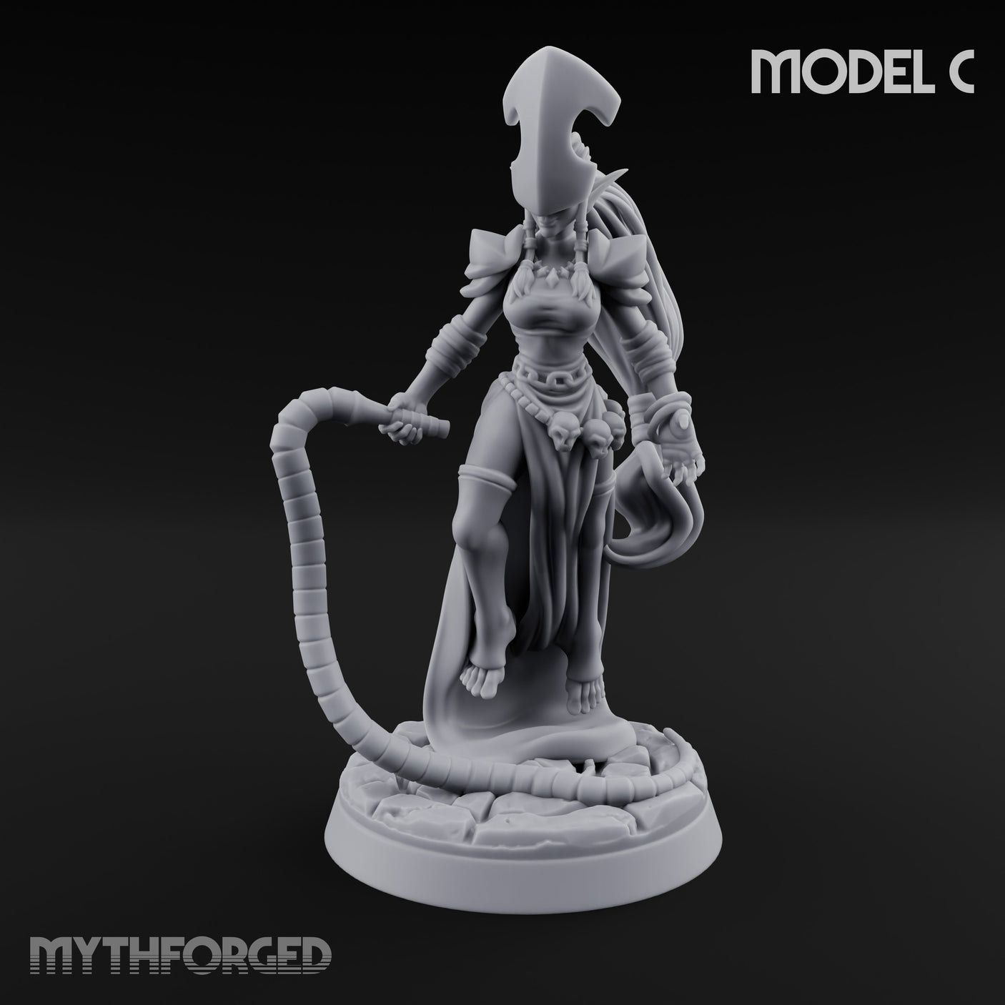 Tentacle Trailing Hand Raising Tiefling Necromancers Miniature for Dungeons and Dragons, Pathfinder or other TTRPGs