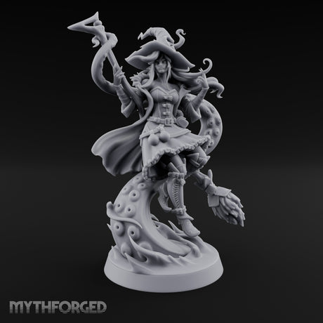 Tentacles Swirling Human Witch Miniature for Dungeons and Dragons, Pathfinder or other TTRPGs
