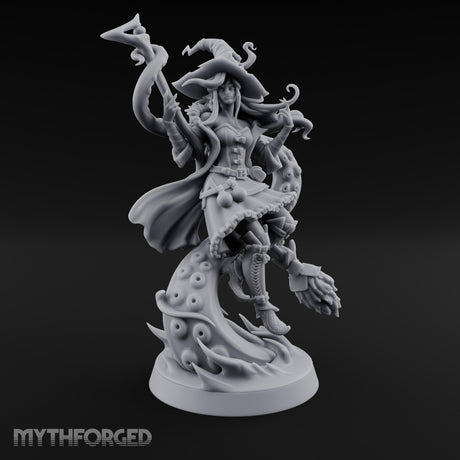 Tentacles Swirling Human Witch Miniature for Dungeons and Dragons, Pathfinder or other TTRPGs