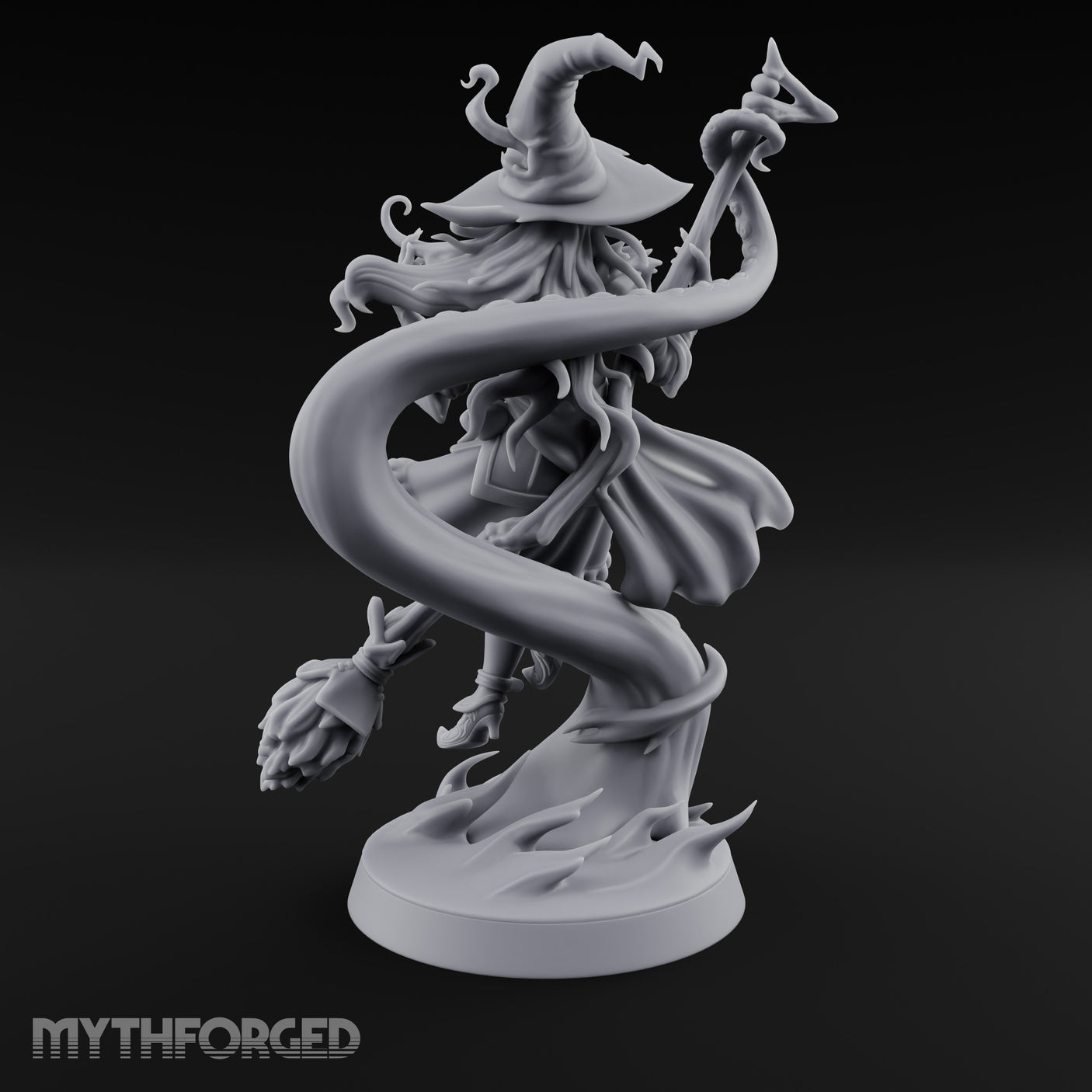 Tentacles Swirling Human Witch Miniature for Dungeons and Dragons, Pathfinder or other TTRPGs