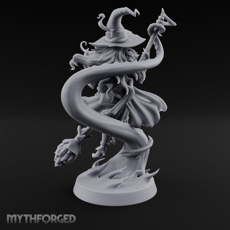 Tentacles Swirling Human Witch Miniature for Dungeons and Dragons, Pathfinder or other TTRPGs