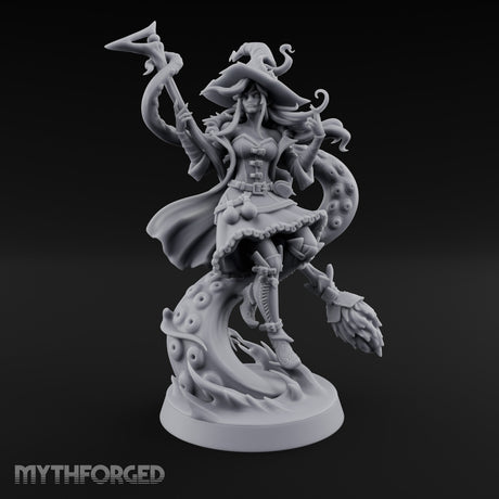 Tentacles Swirling Human Witch Miniature for Dungeons and Dragons, Pathfinder or other TTRPGs