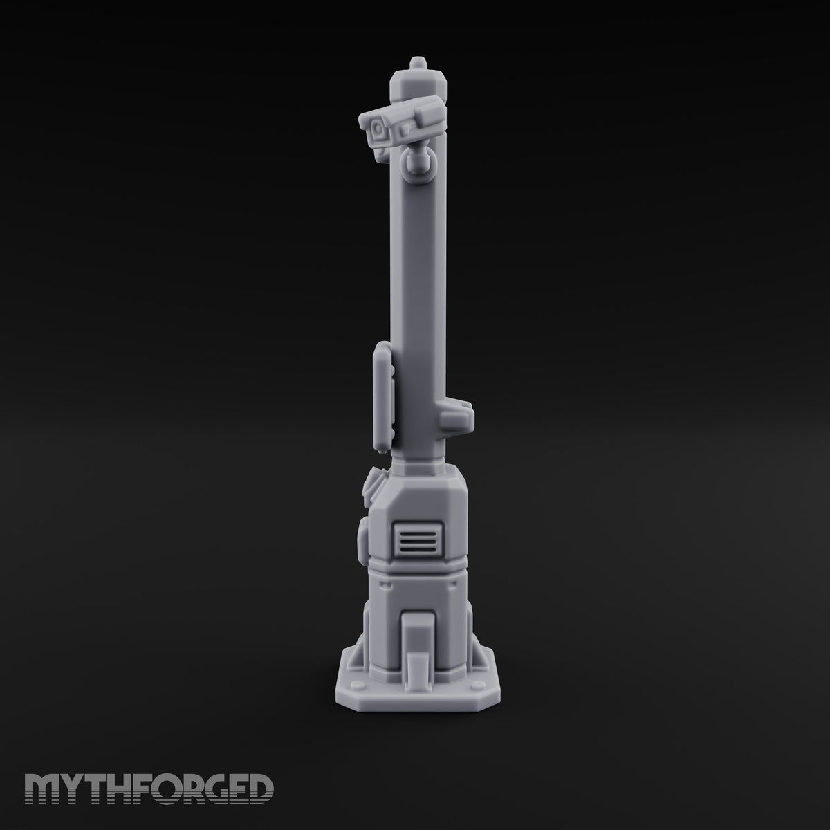 Always Watching, Never Logging Off Sci-Fi Terminal Pillar with Security Camera