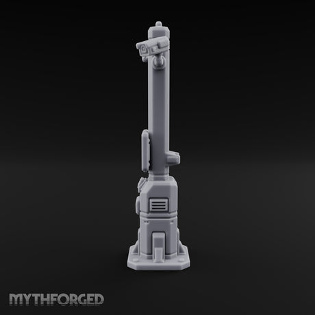 Always Watching, Never Logging Off Sci-Fi Terminal Pillar with Security Camera