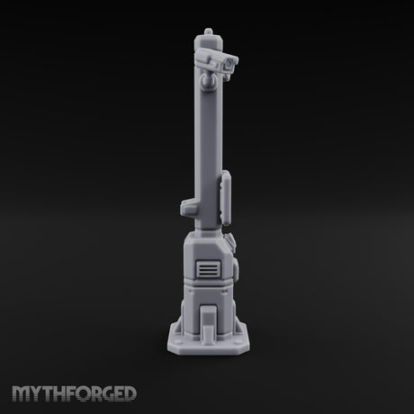 Always Watching, Never Logging Off Sci-Fi Terminal Pillar with Security Camera