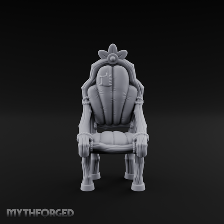 Shell-Backed Throne Chair Miniature for Dungeons and Dragons, Pathfinder or other TTRPGs