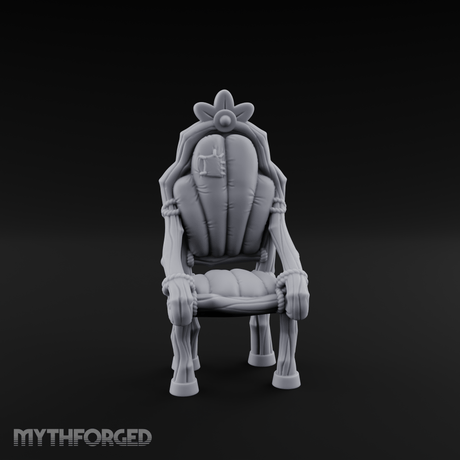 Shell-Backed Throne Chair Miniature for Dungeons and Dragons, Pathfinder or other TTRPGs