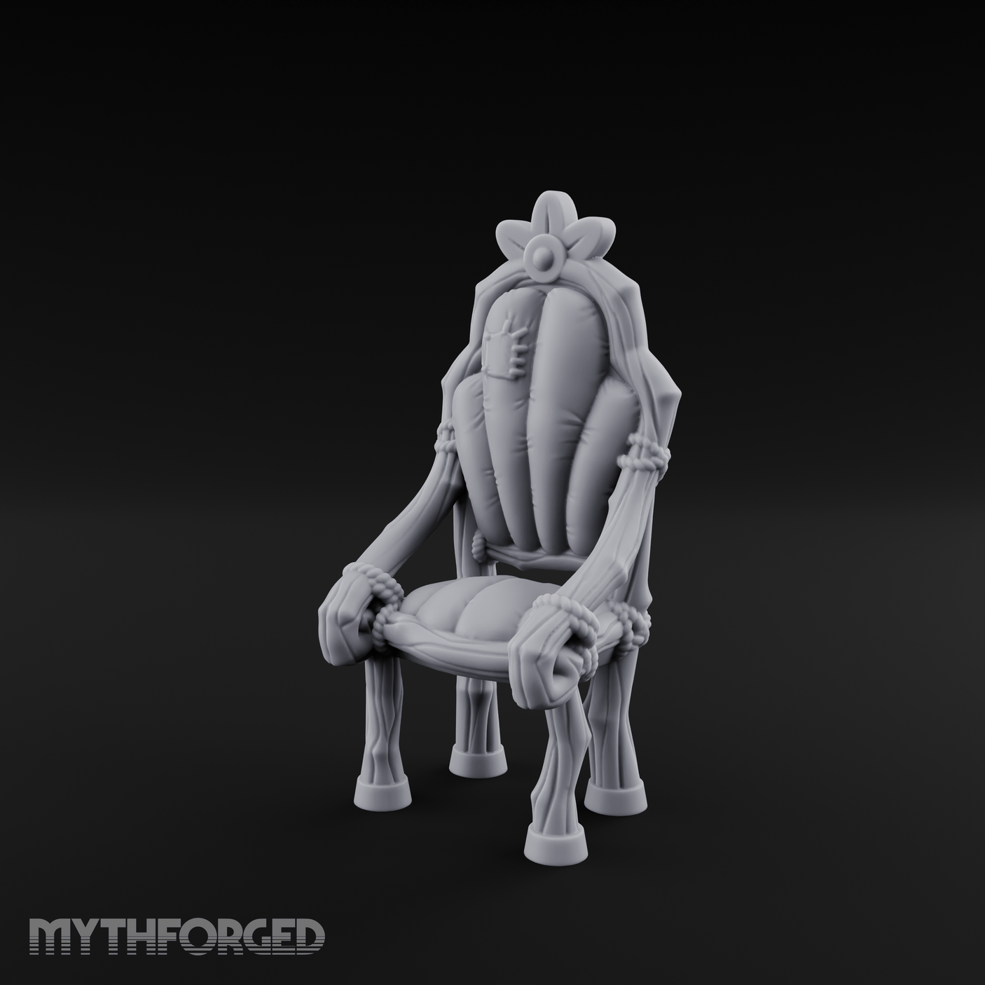 Shell-Backed Throne Chair Miniature for Dungeons and Dragons, Pathfinder or other TTRPGs