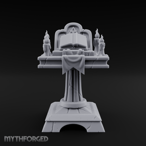 Tome-Crowned Altar Bookrest Miniature for Dungeons and Dragons, Pathfinder or other TTRPGs