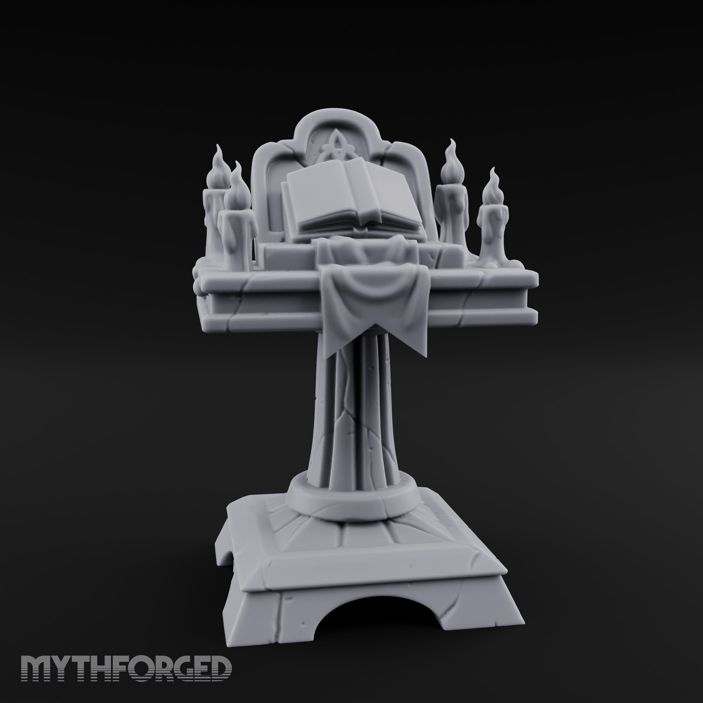 Tome-Crowned Altar Bookrest Miniature for Dungeons and Dragons, Pathfinder or other TTRPGs