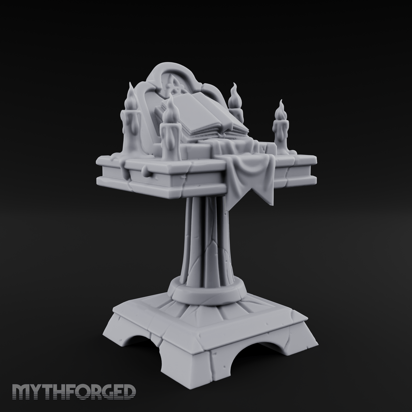 Tome-Crowned Altar Bookrest Miniature for Dungeons and Dragons, Pathfinder or other TTRPGs