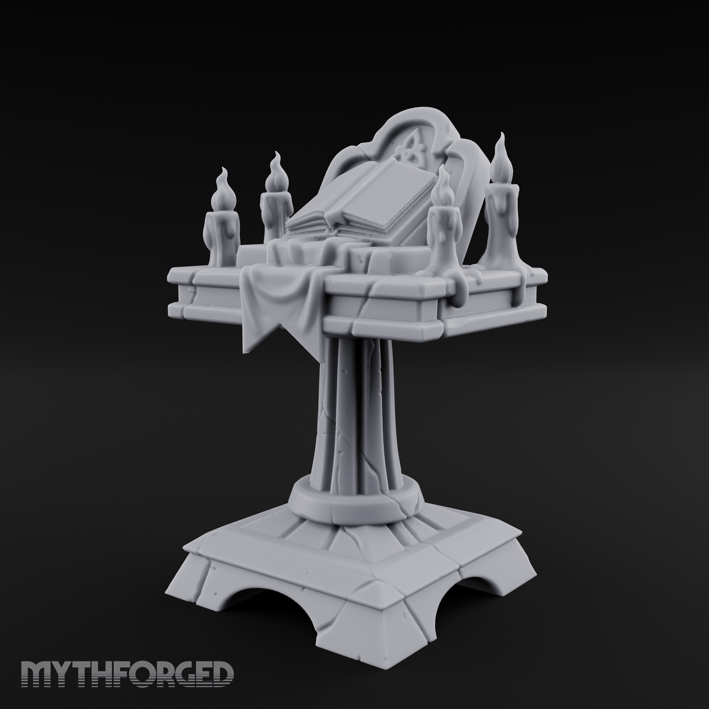 Tome-Crowned Altar Bookrest Miniature for Dungeons and Dragons, Pathfinder or other TTRPGs