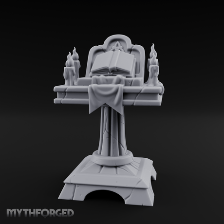 Tome-Crowned Altar Bookrest Miniature for Dungeons and Dragons, Pathfinder or other TTRPGs