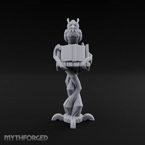 Demon-Perched Tome Pedestal Miniature for Dungeons and Dragons, Pathfinder or other TTRPGs