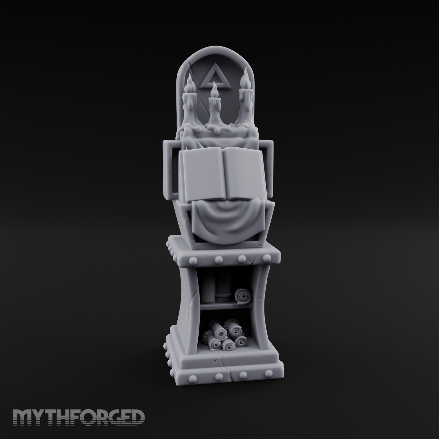 Candle-Lit Grimoire Pedestal Miniature for Dungeons and Dragons, Pathfinder or other TTRPGs