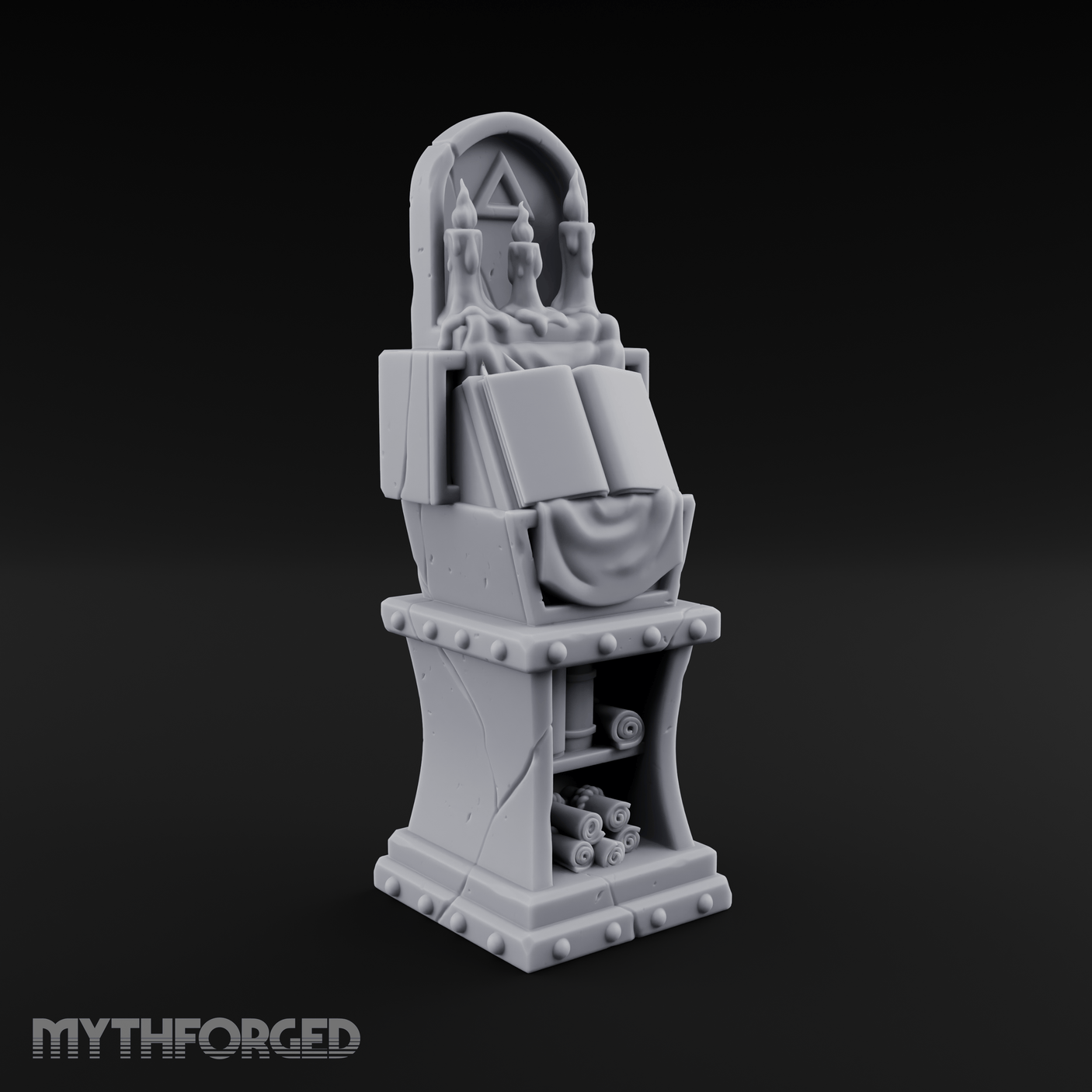 Candle-Lit Grimoire Pedestal Miniature for Dungeons and Dragons, Pathfinder or other TTRPGs