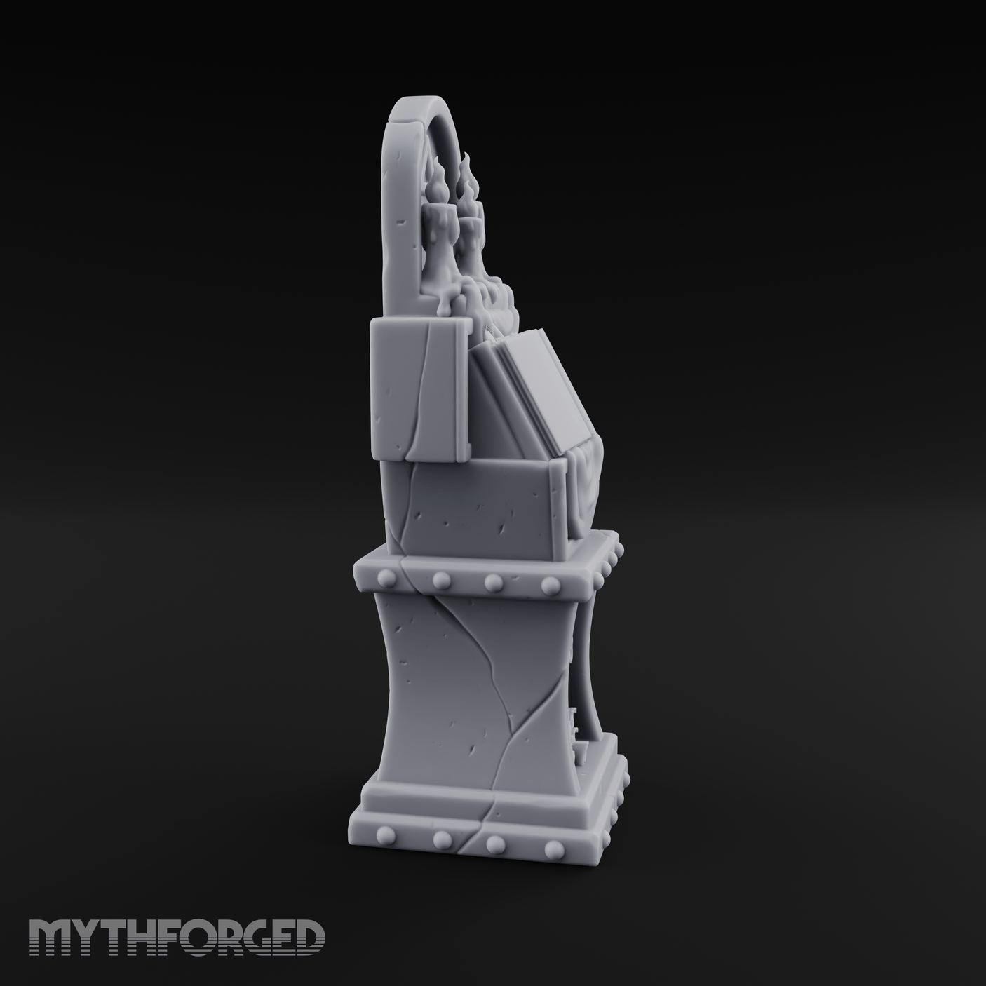 Candle-Lit Grimoire Pedestal Miniature for Dungeons and Dragons, Pathfinder or other TTRPGs