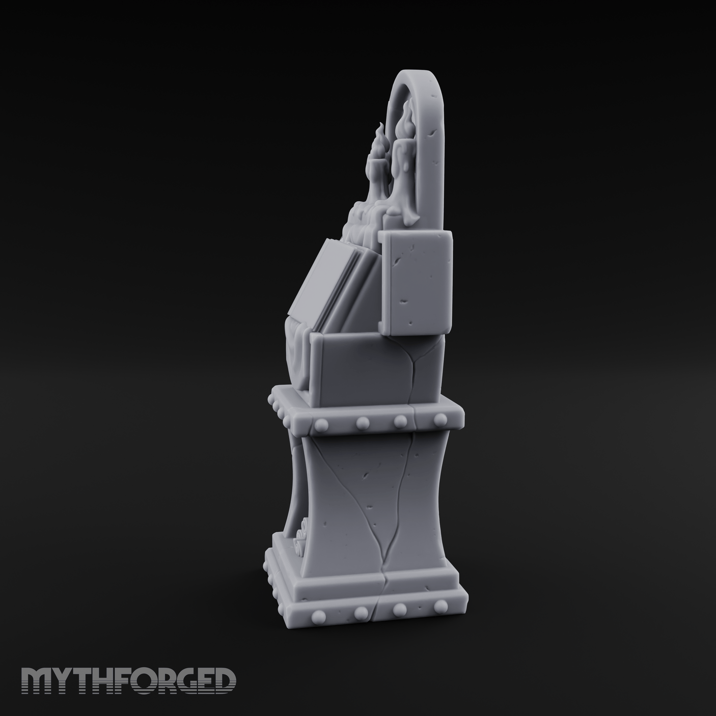 Candle-Lit Grimoire Pedestal Miniature for Dungeons and Dragons, Pathfinder or other TTRPGs