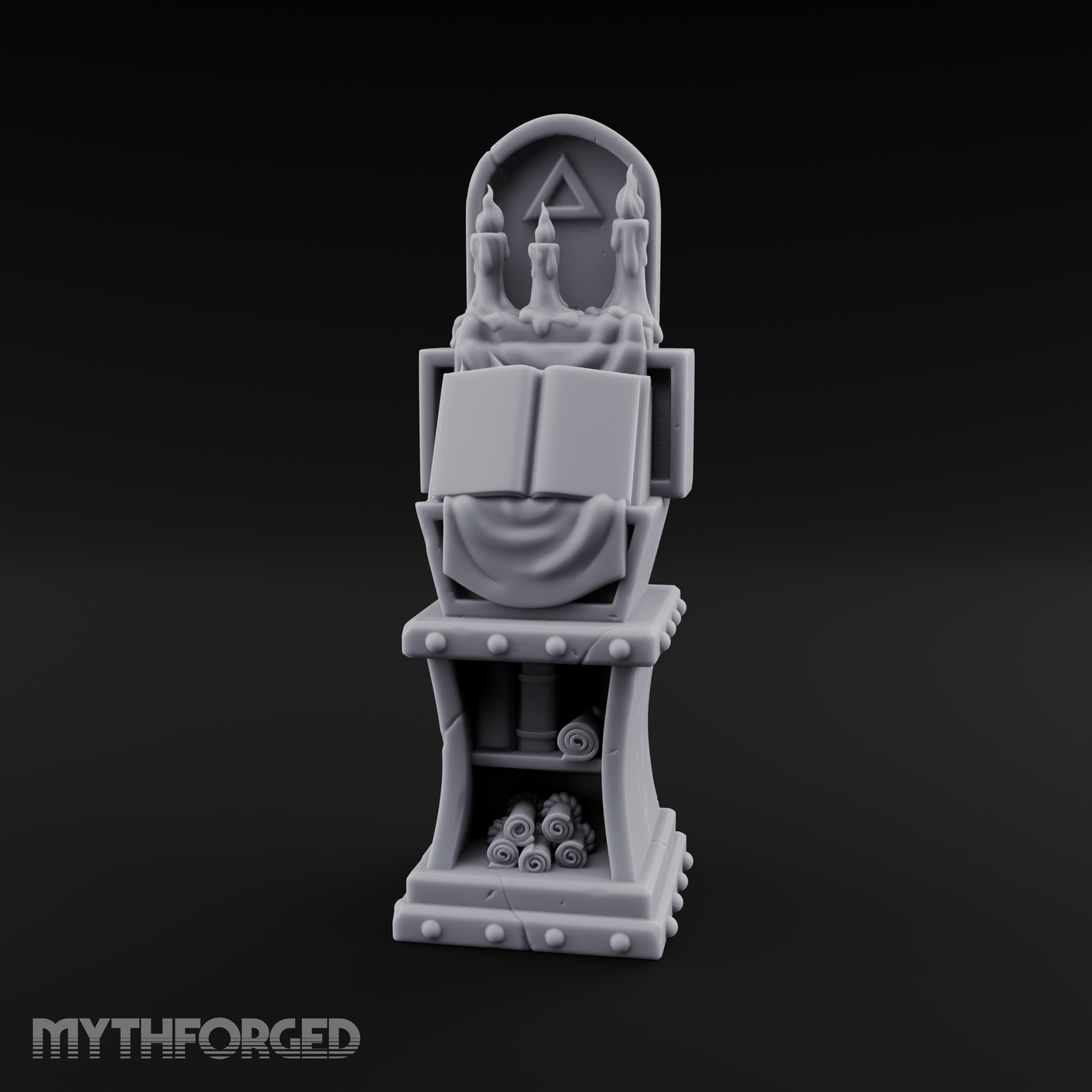 Candle-Lit Grimoire Pedestal Miniature for Dungeons and Dragons, Pathfinder or other TTRPGs