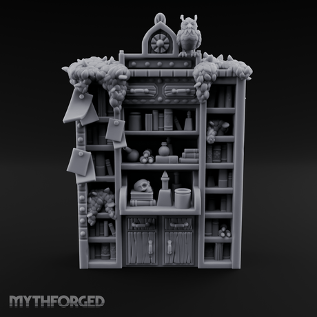 Stuffed Alchemist Bookshelf Miniature for Dungeons and Dragons, Pathfinder or other TTRPGs