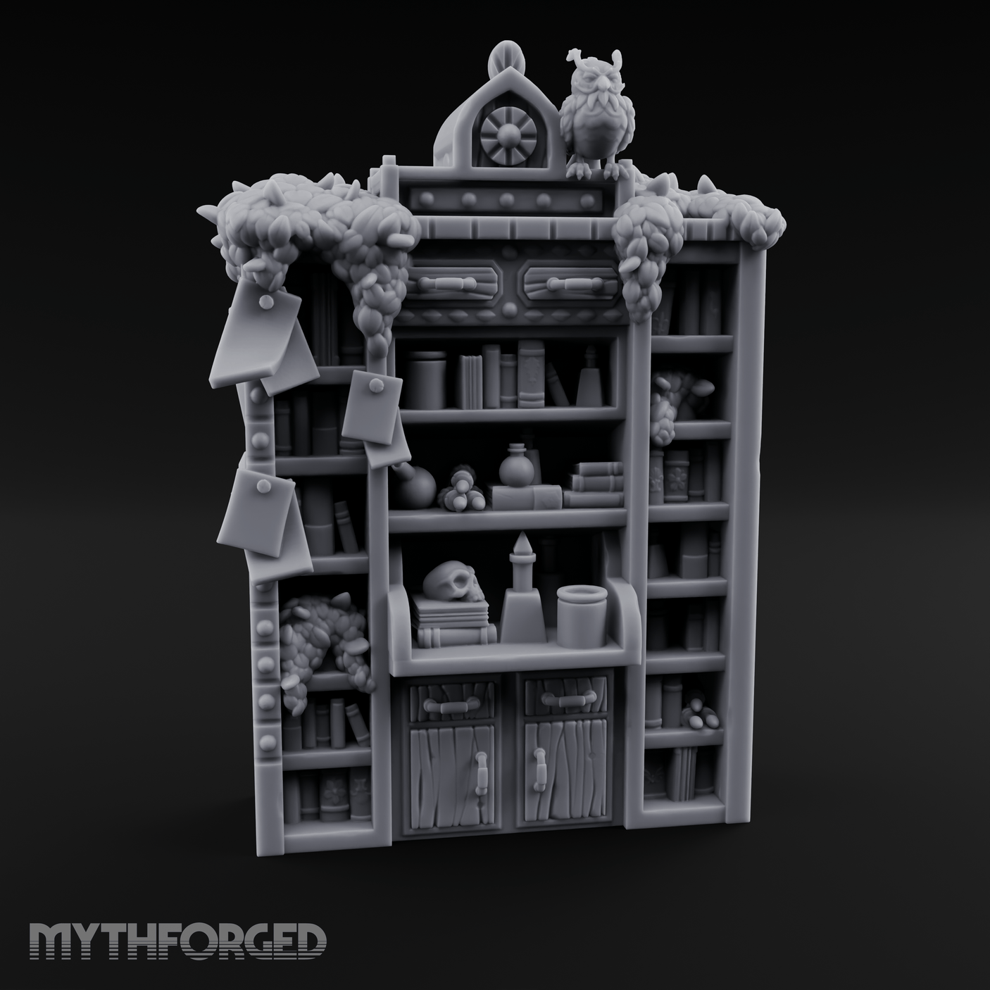 Stuffed Alchemist Bookshelf Miniature for Dungeons and Dragons, Pathfinder or other TTRPGs